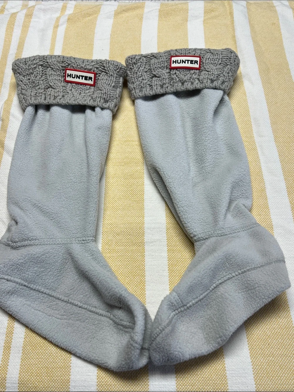 Hunter Light Gray Fleece Boot Liners with Knit Cuff